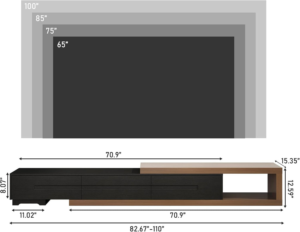 Extendable Wood Drawer TV Media Console