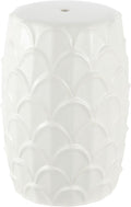 Cream Scalloped Coastal Ceramic Garden Accent Stool