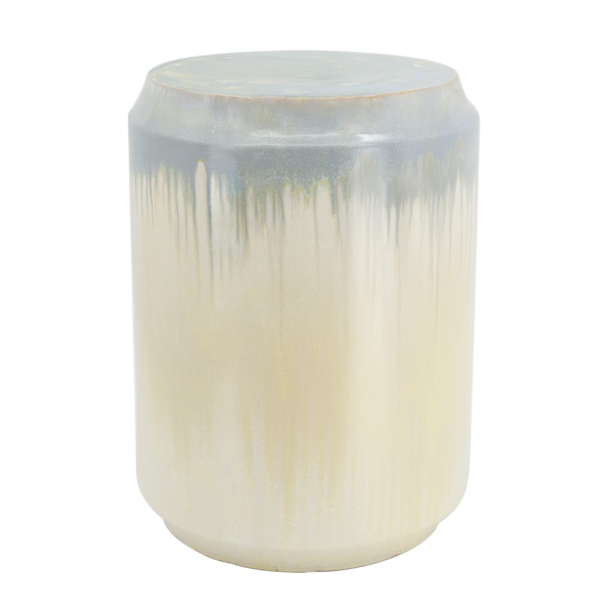 Wave Pattern Ceramic Drum Multipurpose Accent Stool