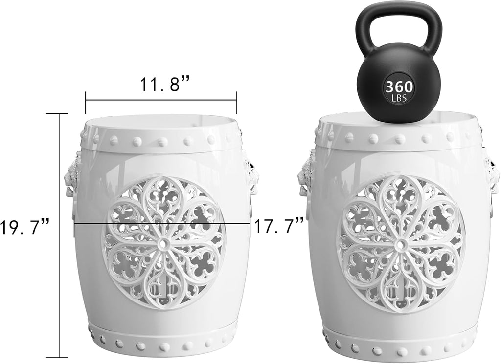 White Drum Design Faux Ceramic Garden Stool