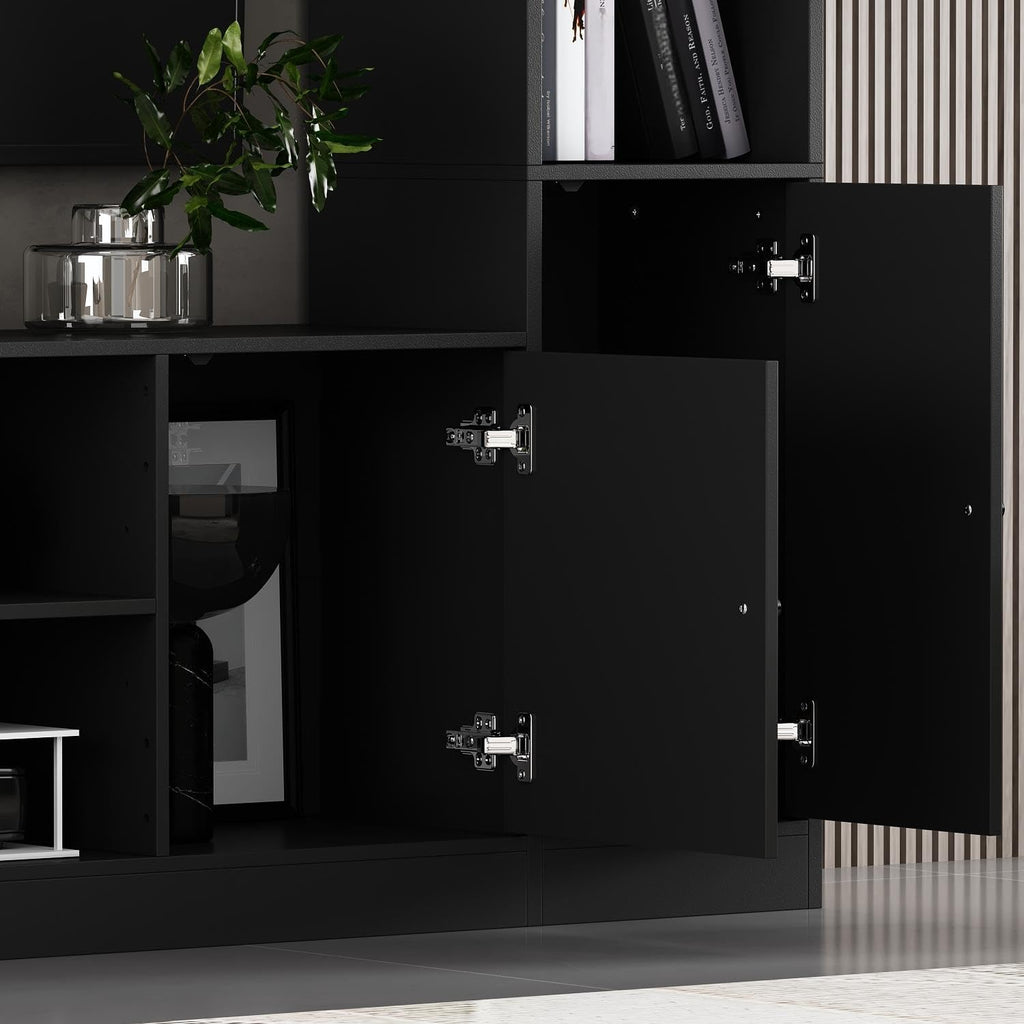 Black Wall Unit TV Stand with Bookshelves
