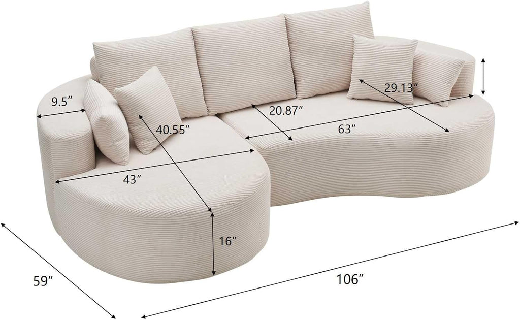 Whitecap Fabric Curved Cloud Modular Sectional Sofa