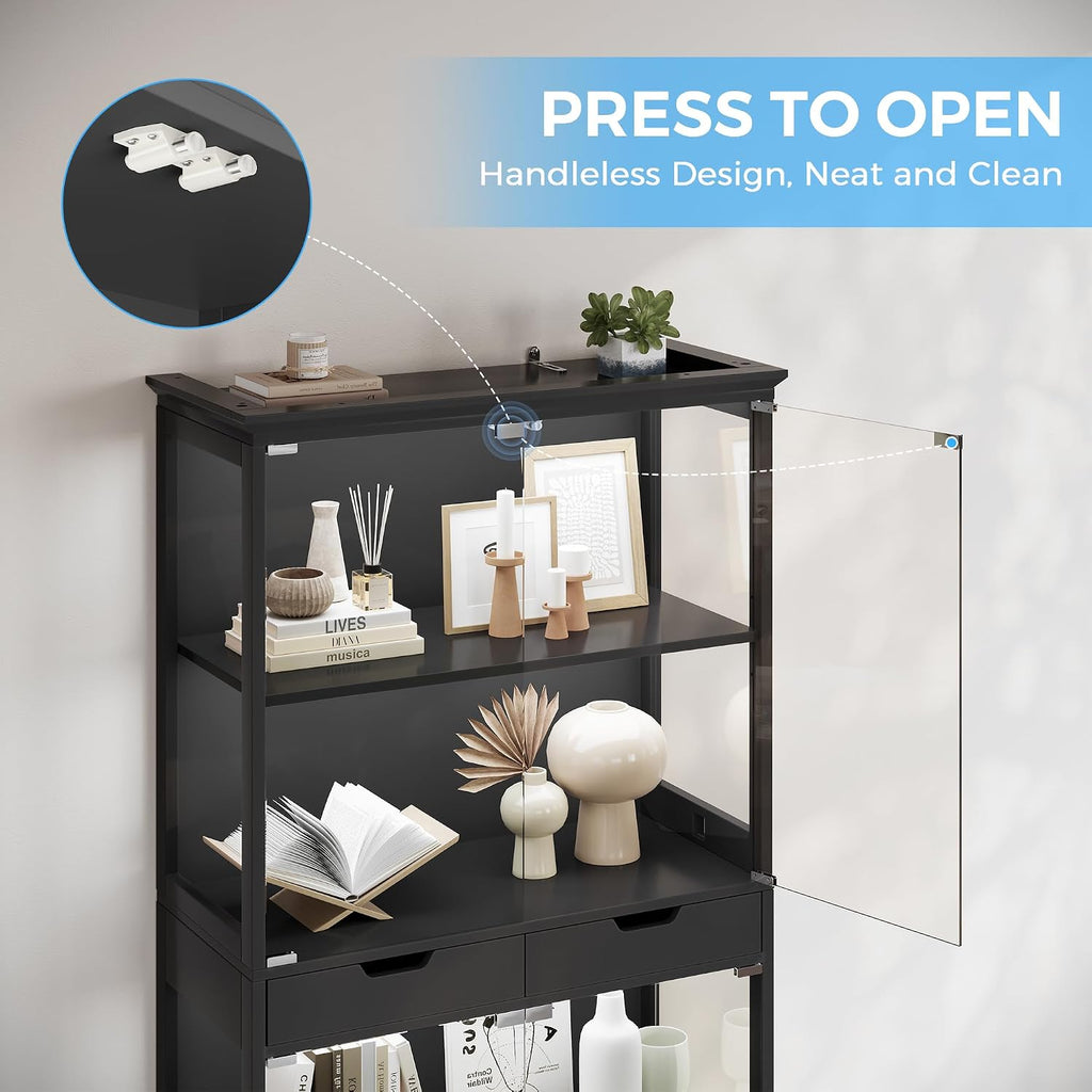 RGB Light Modern Glass Door Display Cabinet