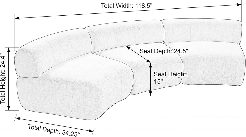 Green Compressed Foam Curved Cloud Modular Sofa