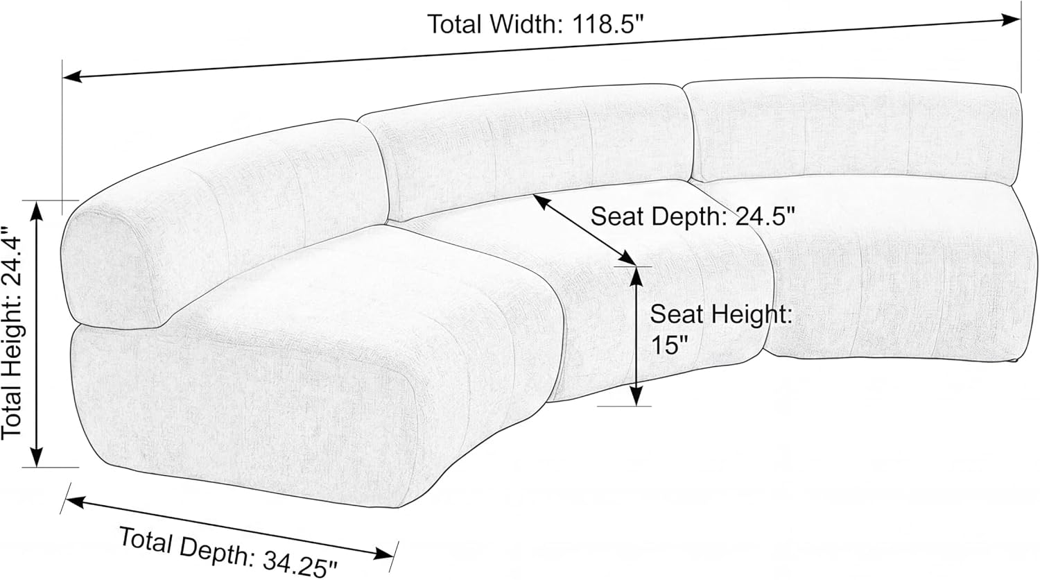 Green Compressed Foam Curved Cloud Modular Sofa