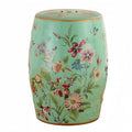 White Floral Butterfly Ceramic Drum Stool