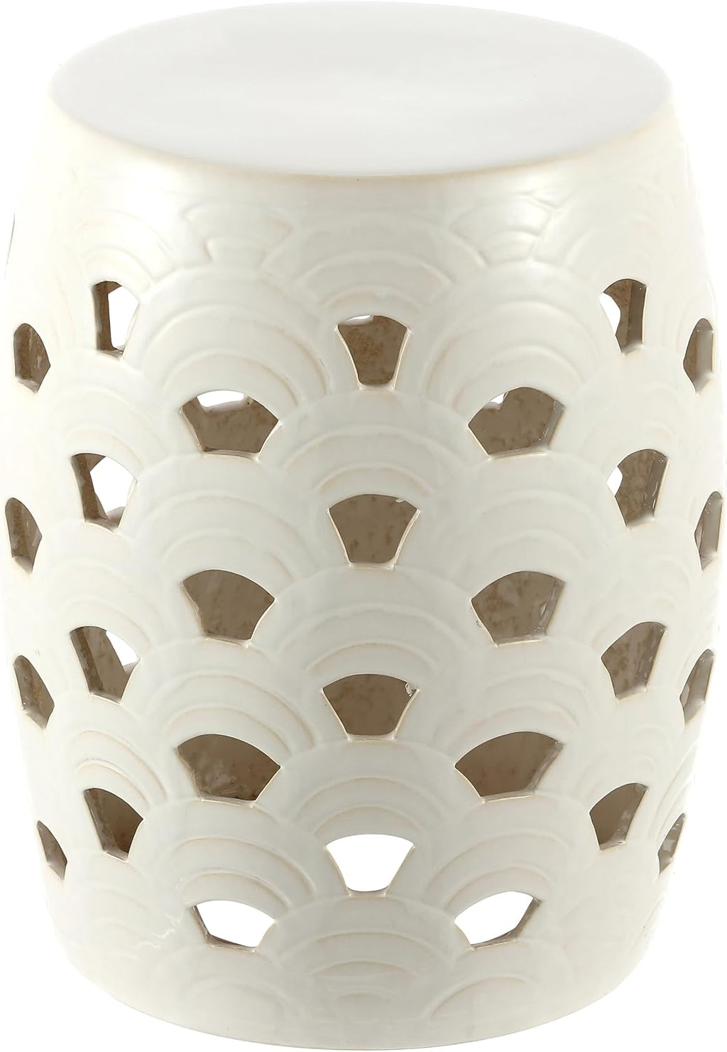 Cream Decorative Ceramic Multi-Use Garden Stool