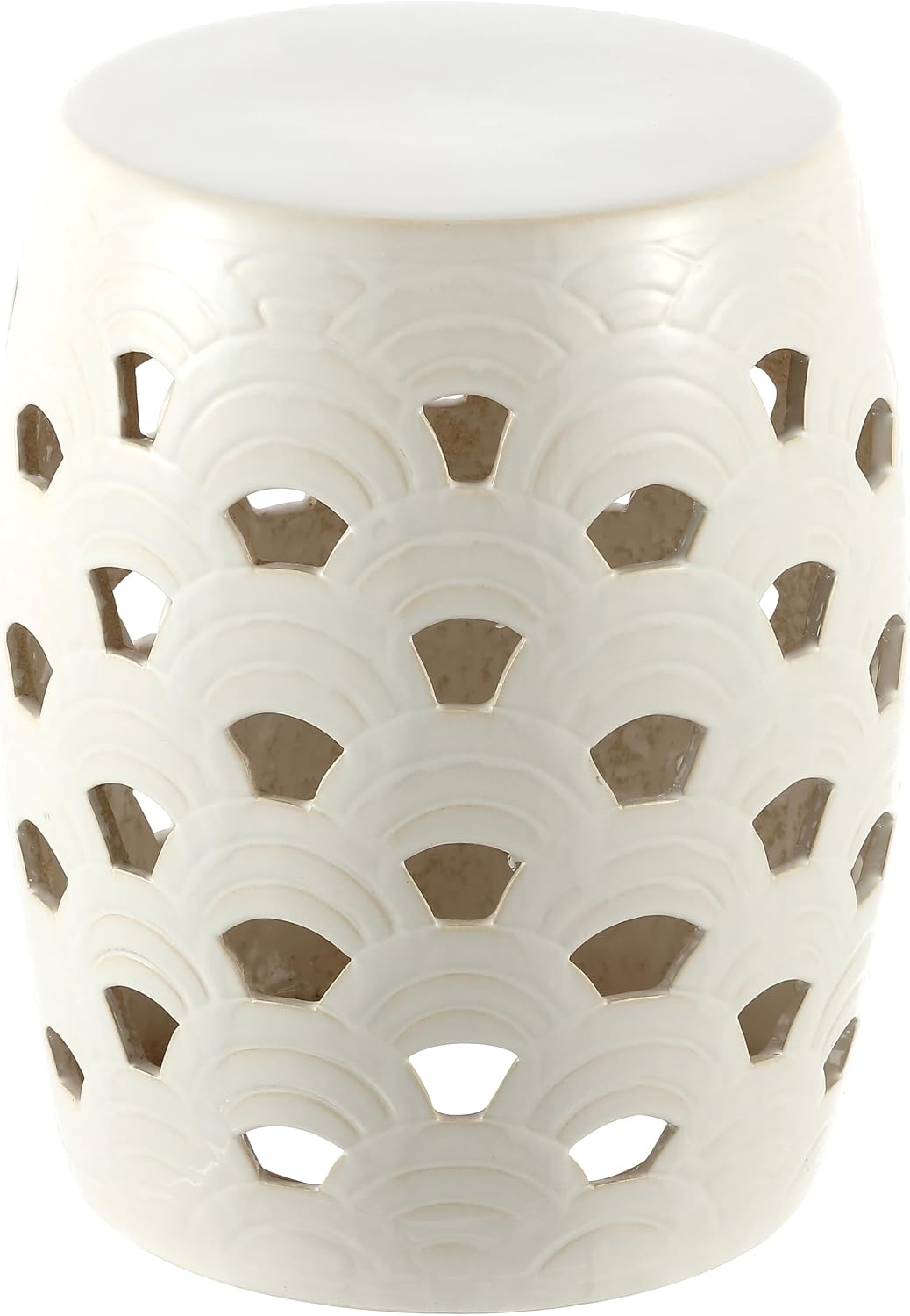 Cream Decorative Ceramic Multi-Use Garden Stool