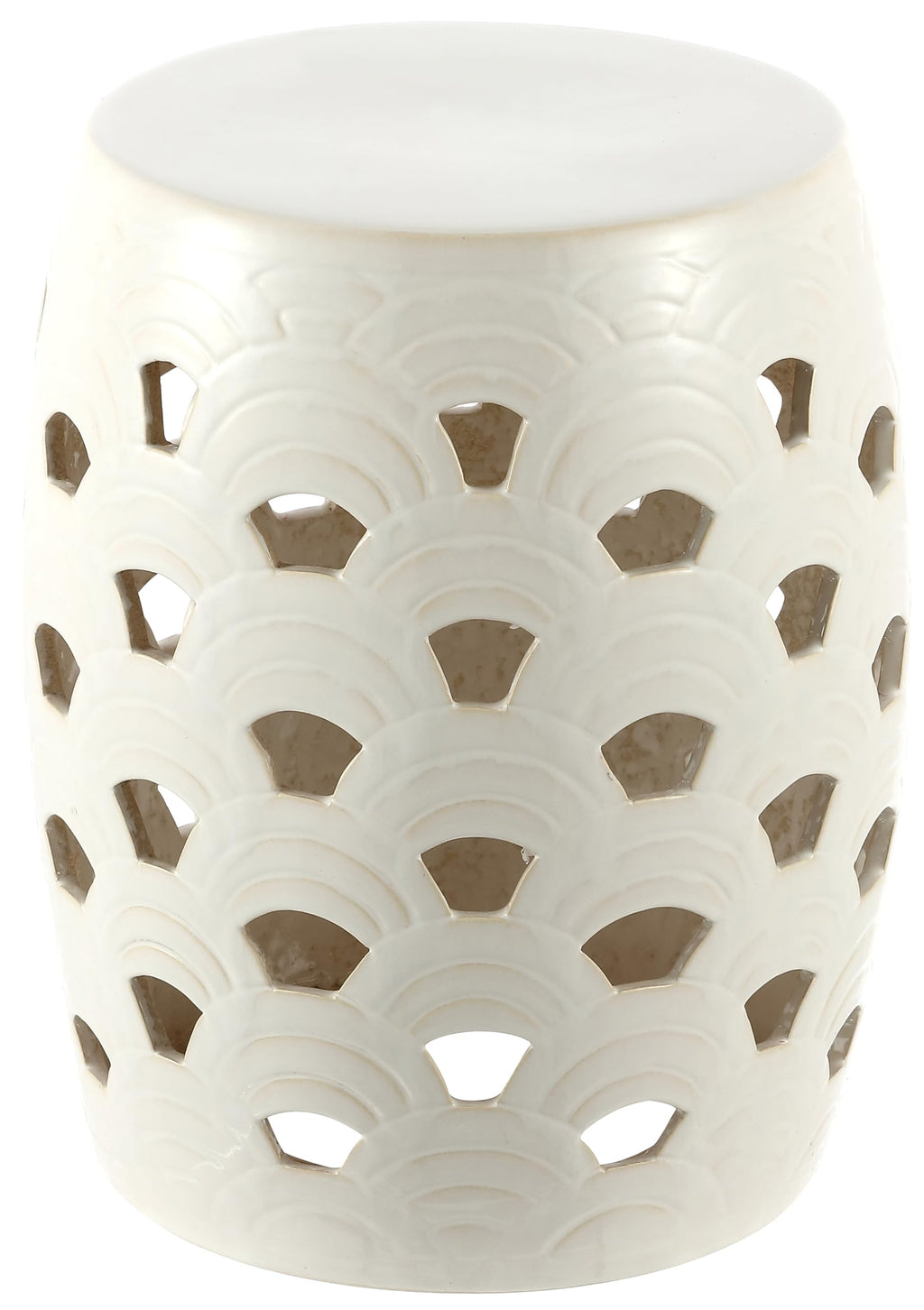 Cream Decorative Ceramic Multi-Use Garden Stool