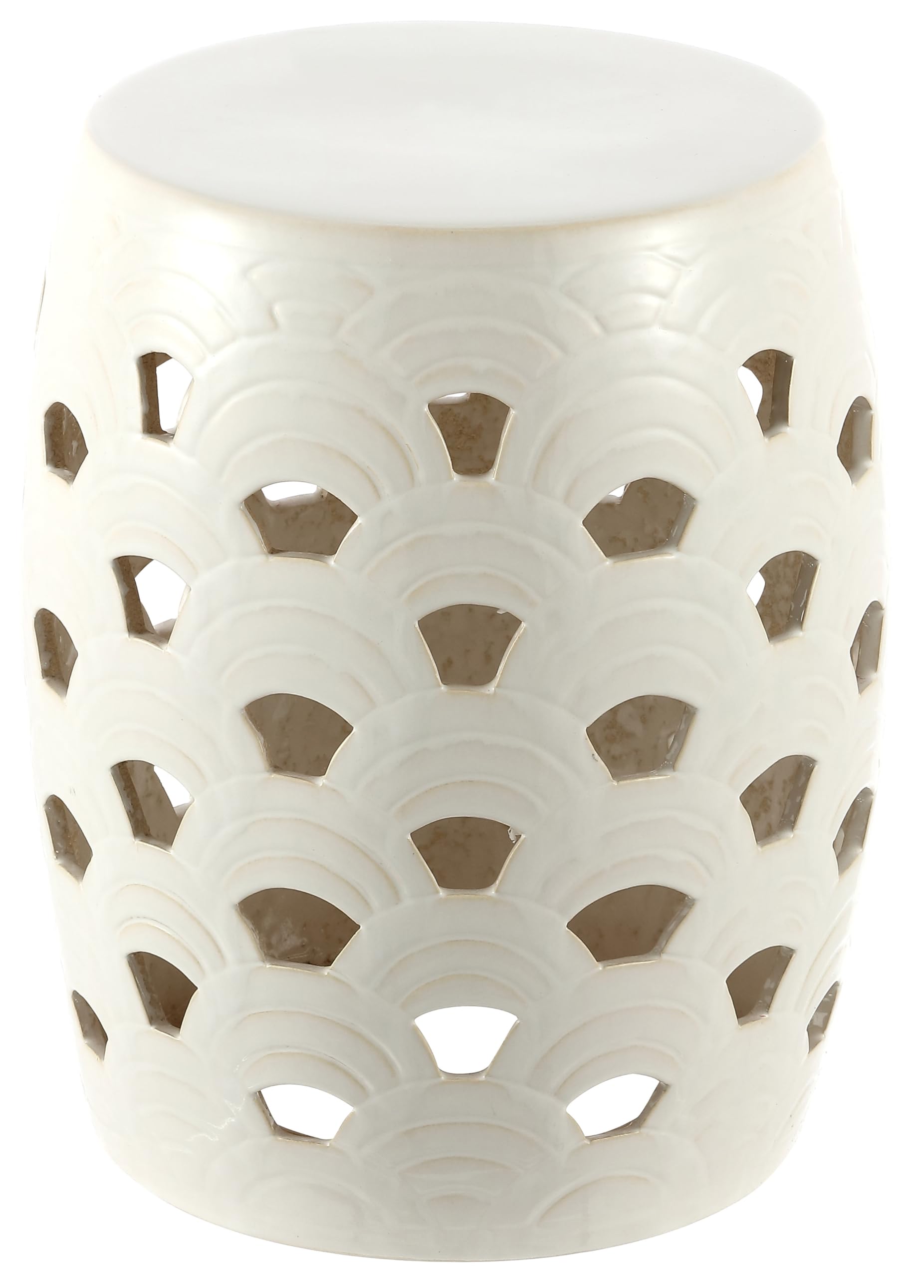 Cream Decorative Ceramic Multi-Use Garden Stool