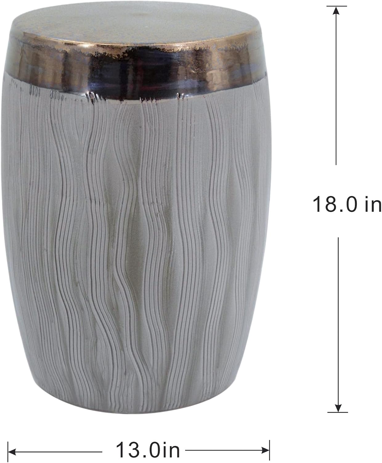 Wave Pattern Ceramic Drum Multipurpose Accent Stool