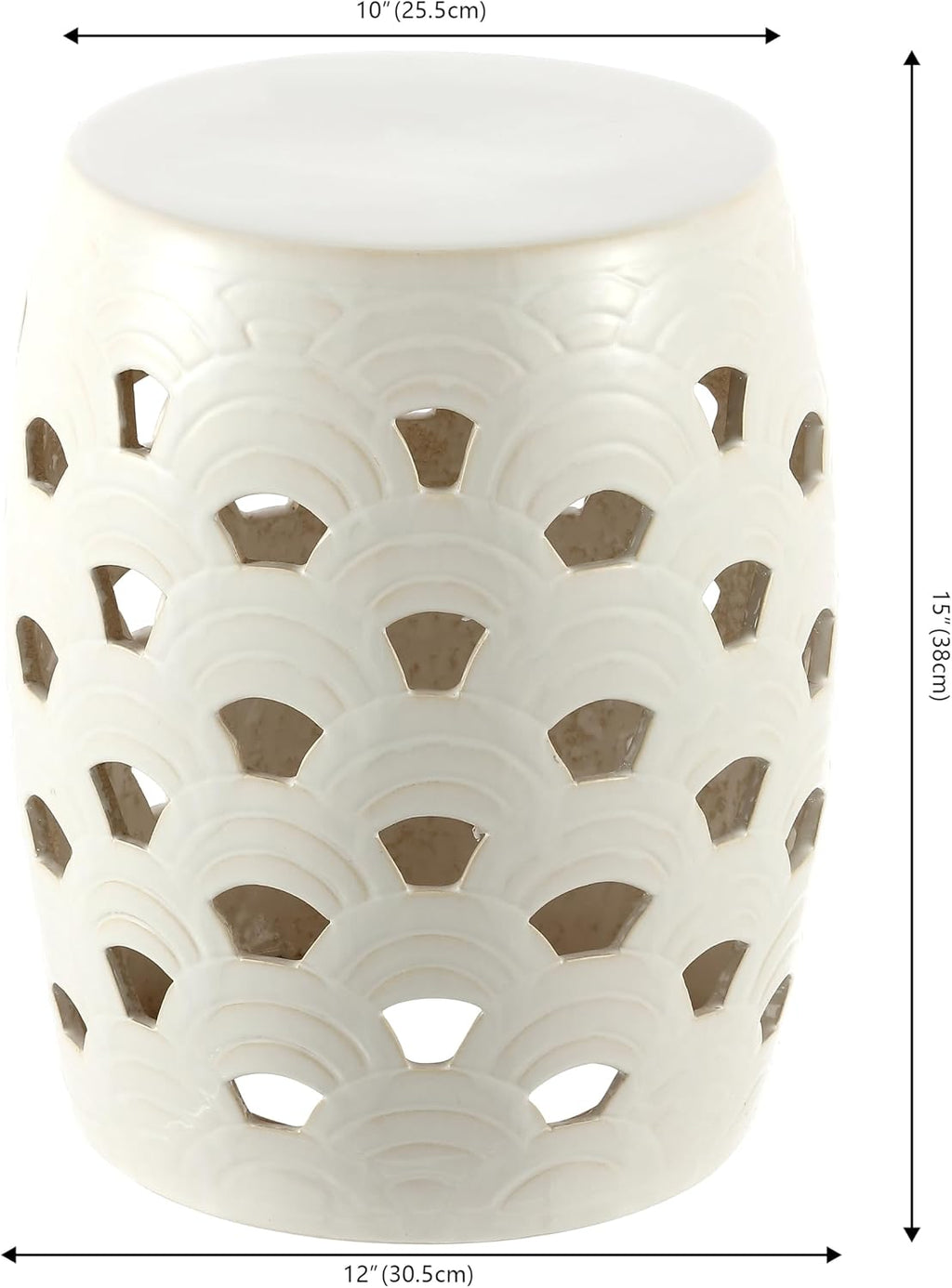 Cream Decorative Ceramic Multi-Use Garden Stool