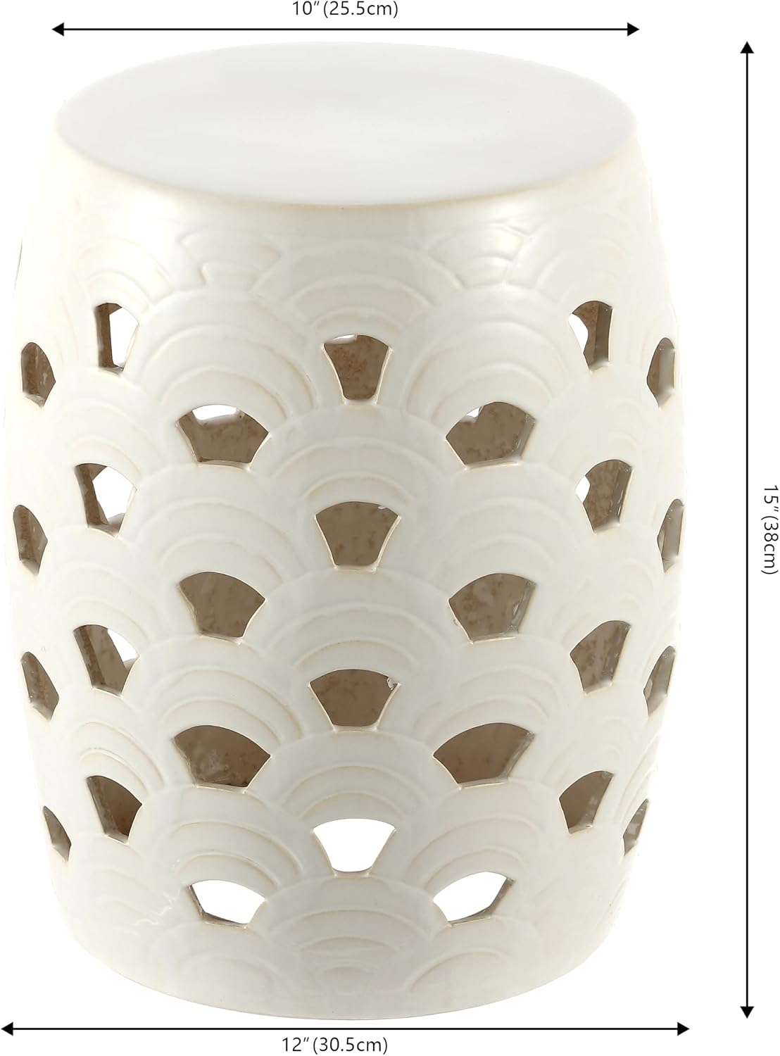 Cream Decorative Ceramic Multi-Use Garden Stool
