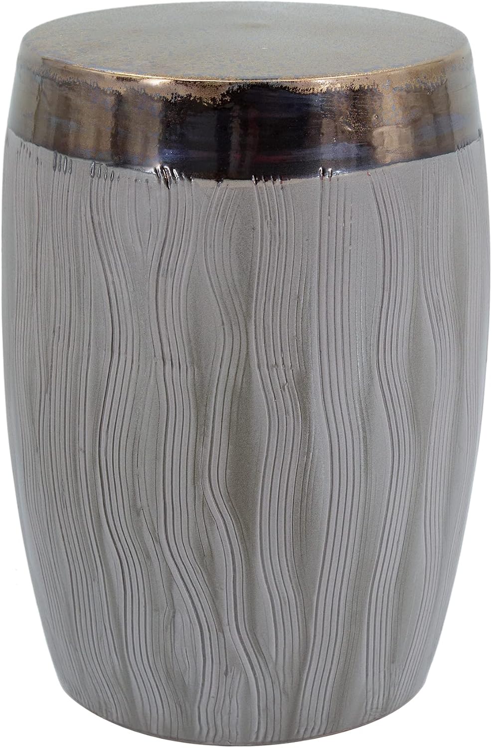 Wave Pattern Ceramic Drum Multipurpose Accent Stool