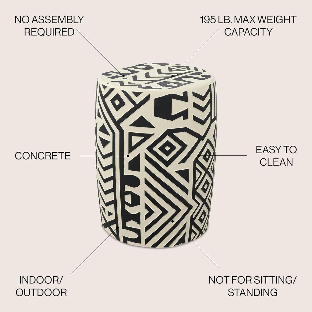 Distressed Geometric Concrete Indoor Outdoor Stool