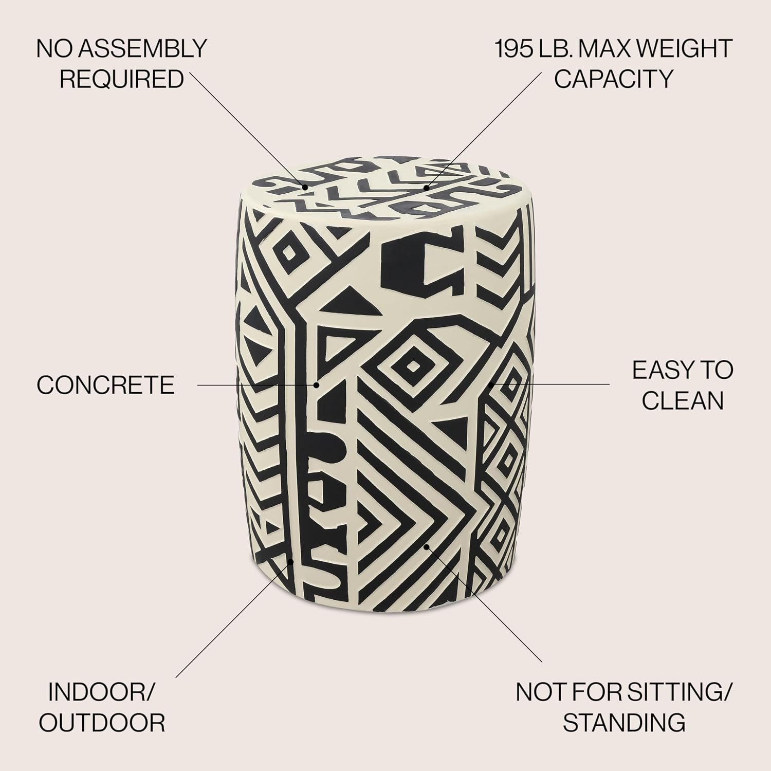 Distressed Geometric Concrete Indoor Outdoor Stool