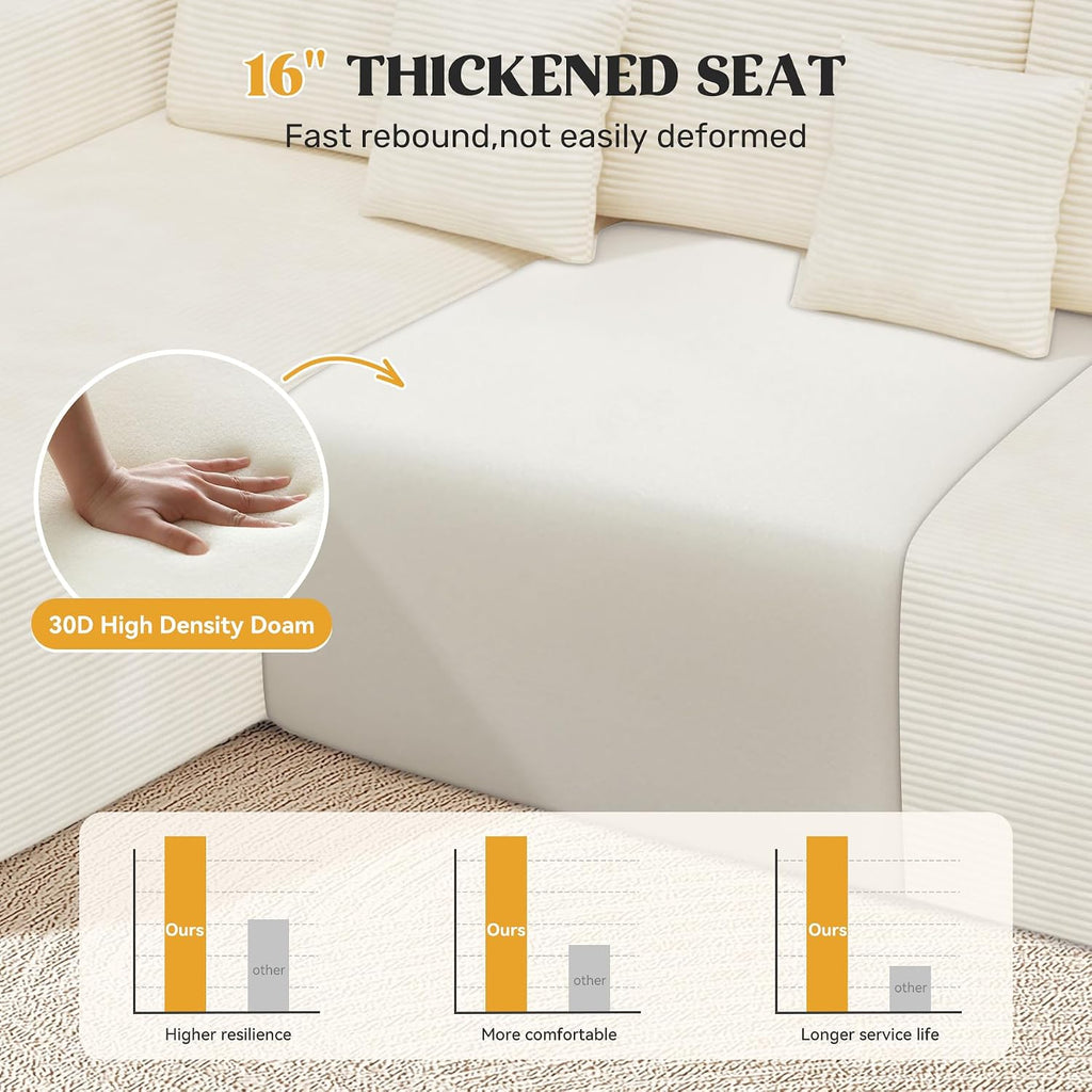 Beige Memory Foam Curved Cloud Modular Sofa
