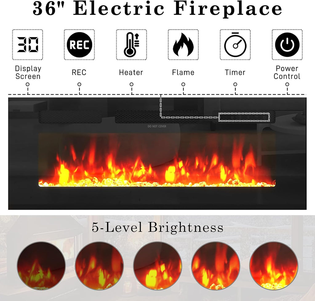 High Gloss LED Floating Fireplace TV Stand