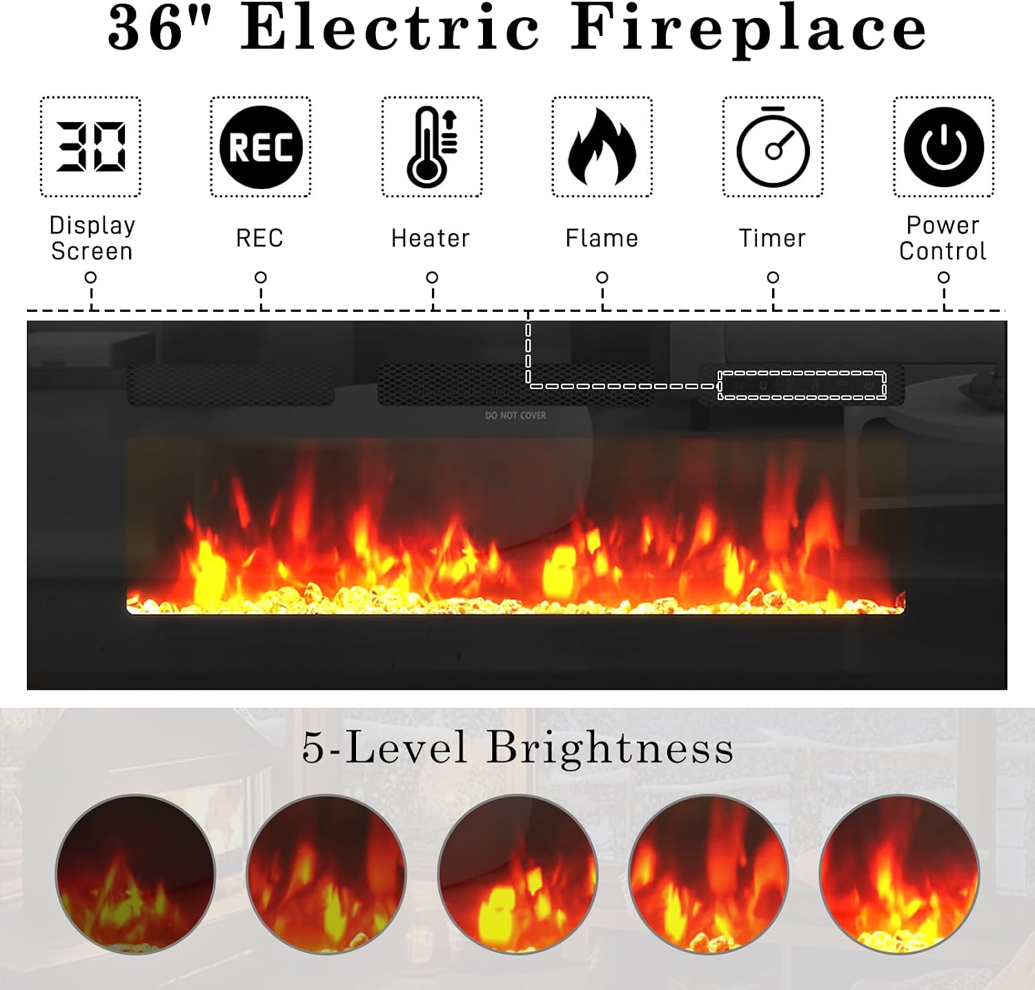 High Gloss LED Floating Fireplace TV Stand