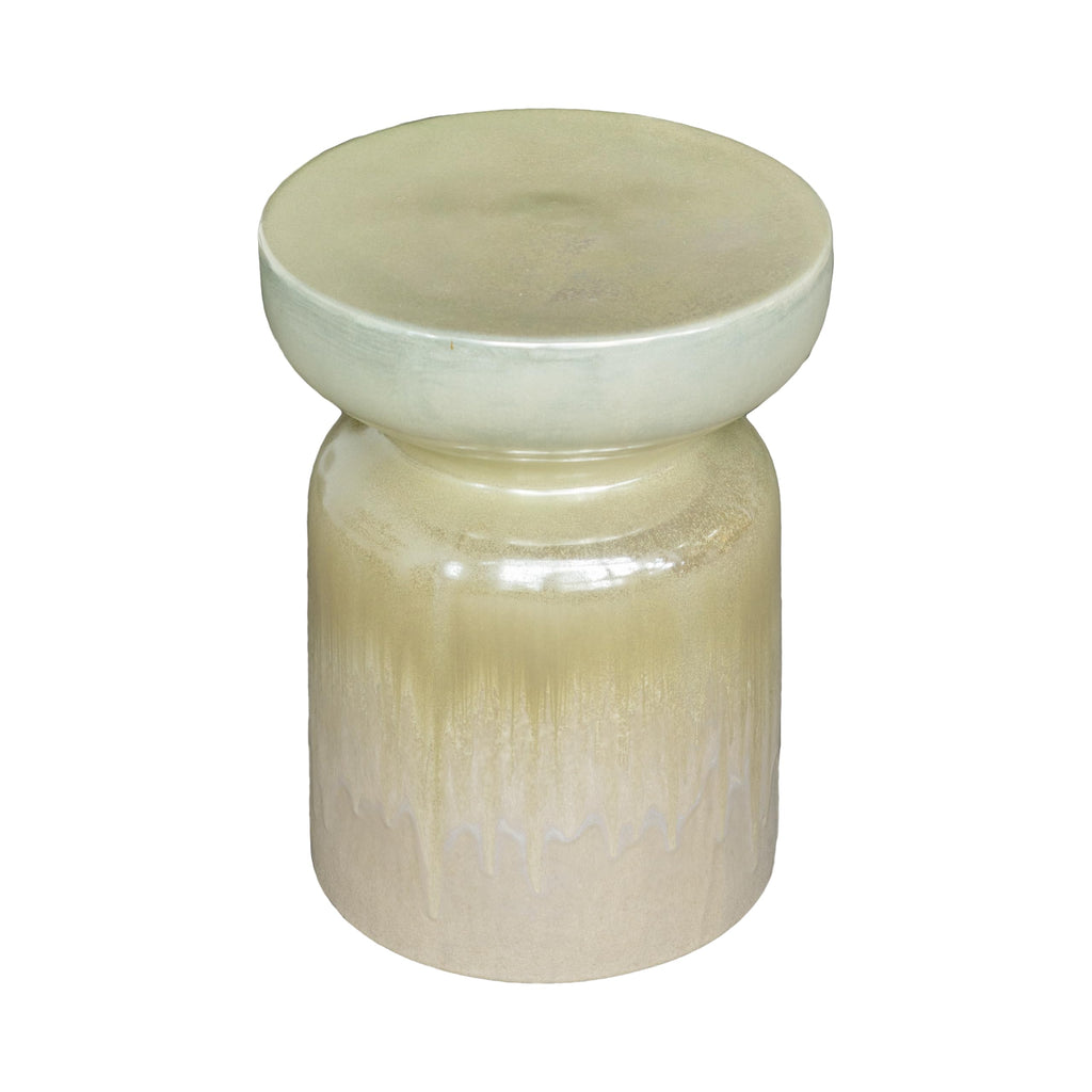Wave Pattern Ceramic Drum Multipurpose Accent Stool