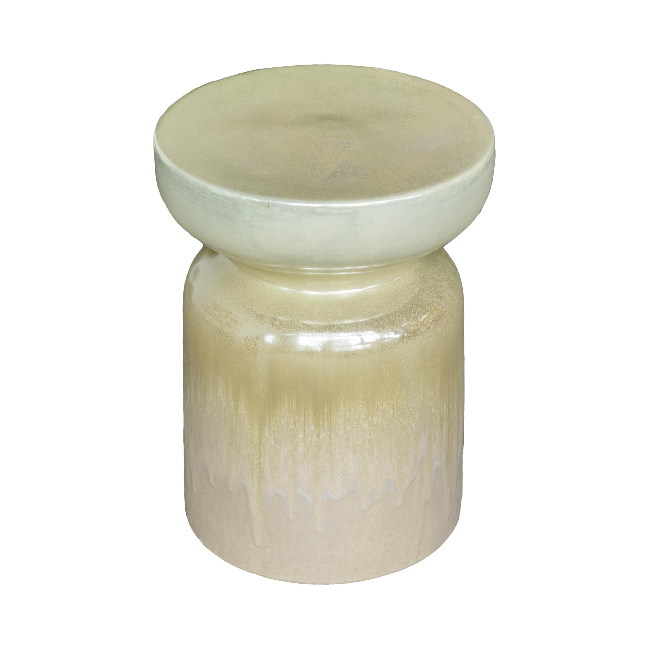 Wave Pattern Ceramic Drum Multipurpose Accent Stool