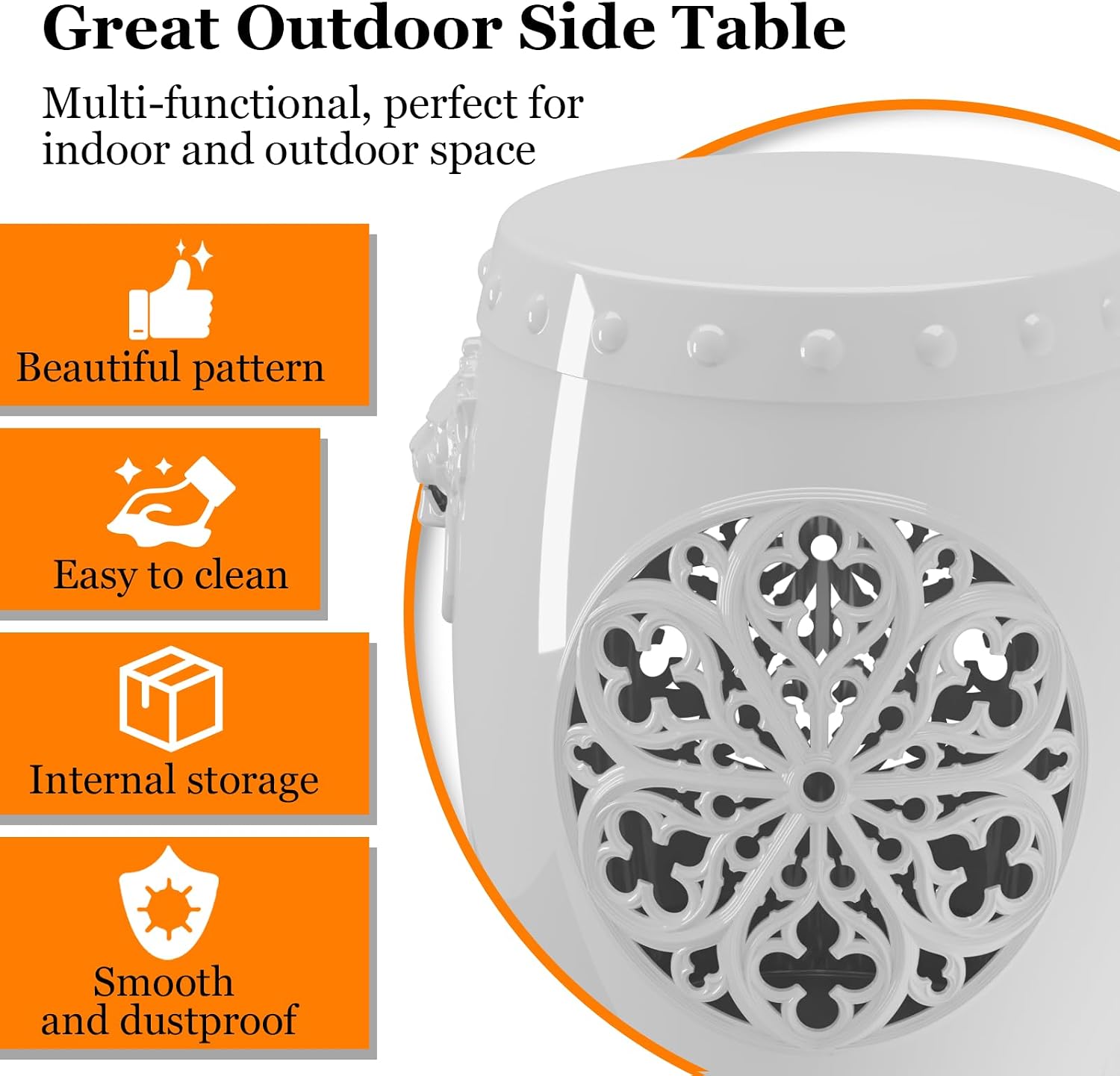 White Drum Design Faux Ceramic Garden Stool
