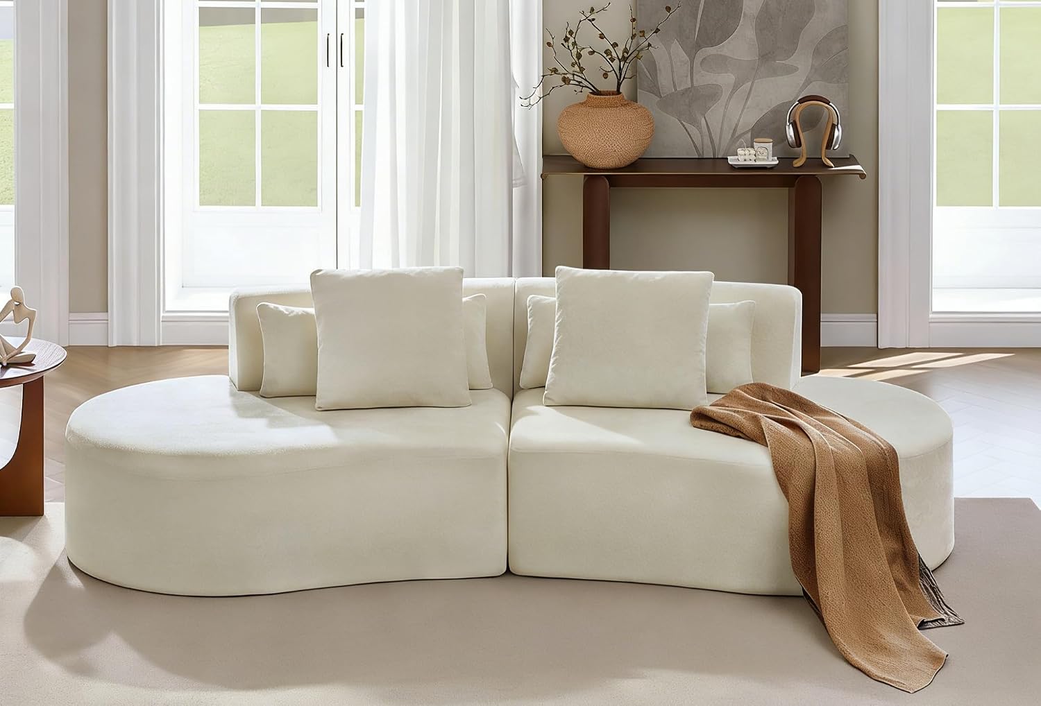 Cream Chenille Curved Cloud Modular Sectional Sofa