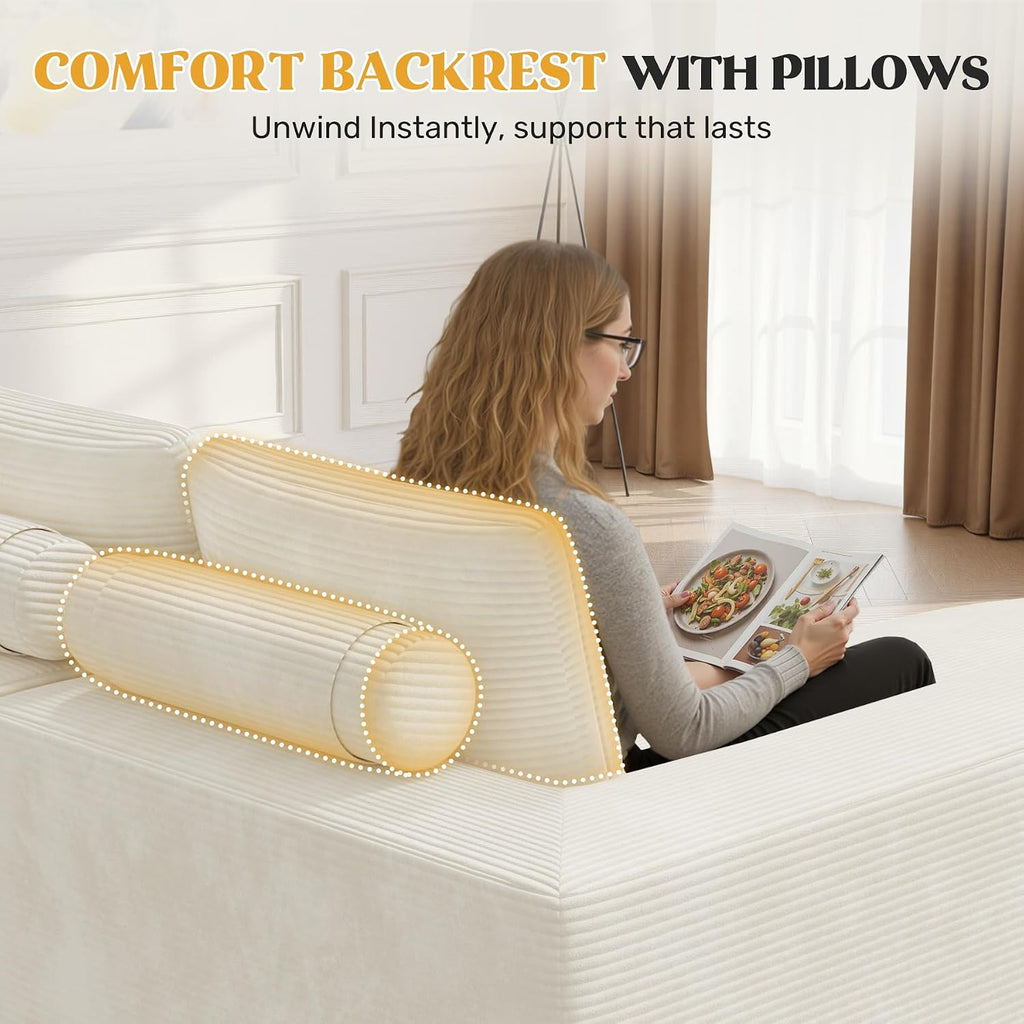 Beige Memory Foam Curved Cloud Modular Sofa