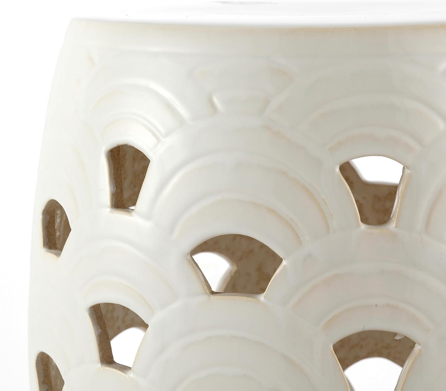 Cream Decorative Ceramic Multi-Use Garden Stool
