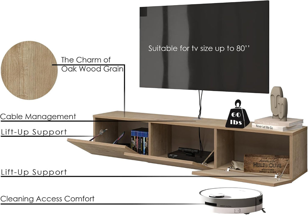 Wall Mount Floating Storage TV Console Stand