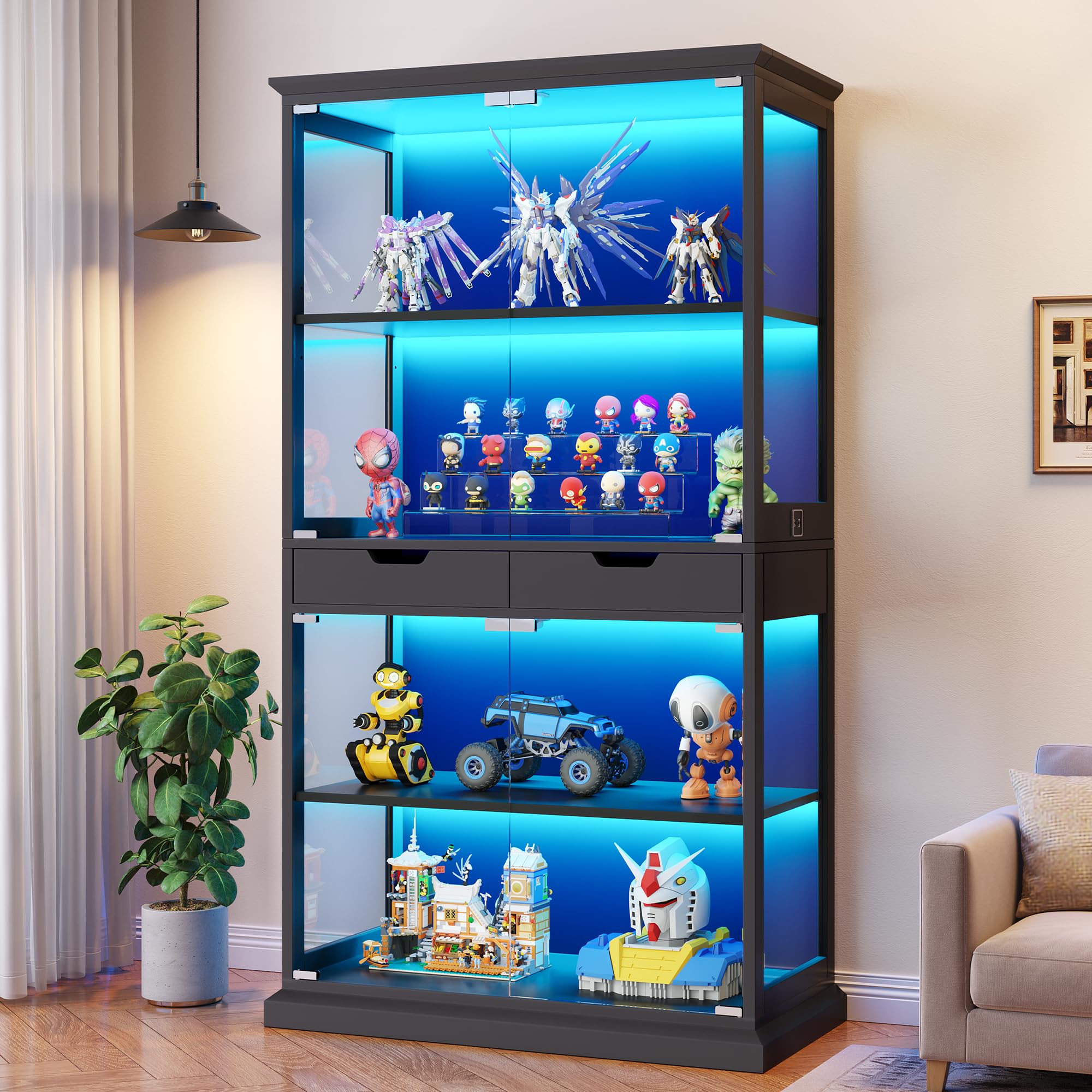 RGB Light Modern Glass Door Display Cabinet