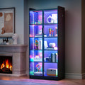 Black Tall RGB Motion Sensor Glass Display Cabinet