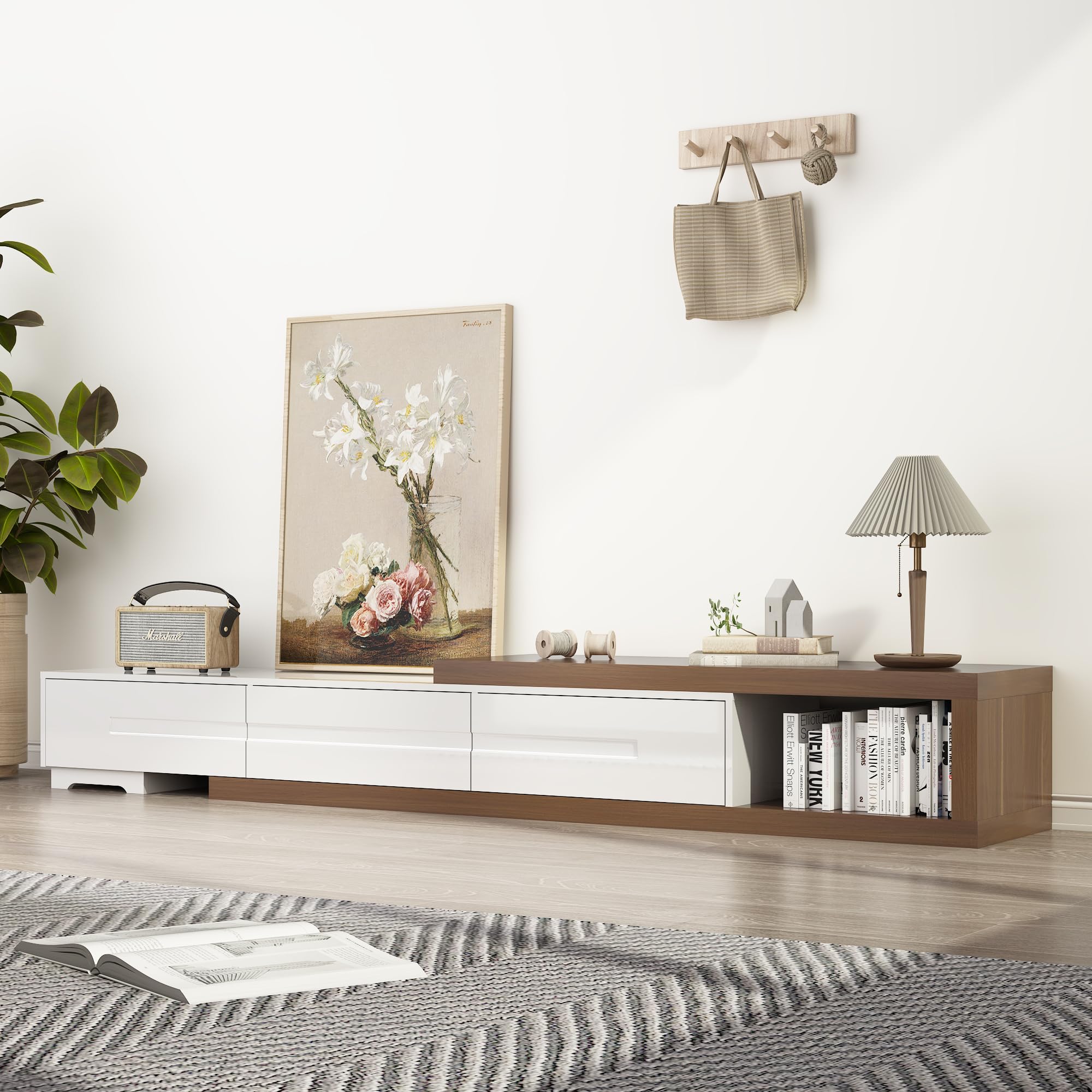 Extendable Wood Drawer TV Media Console