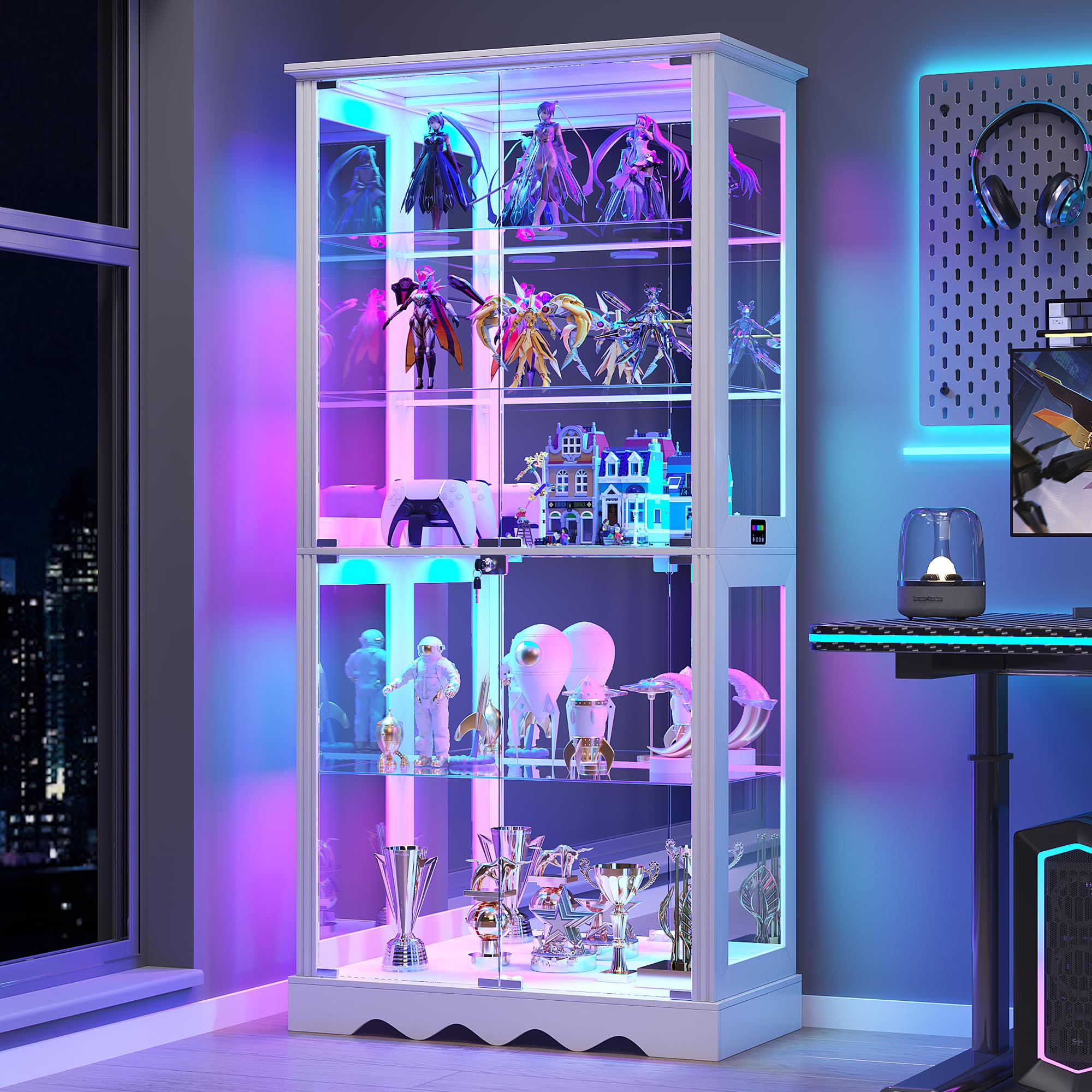 Black Tall RGB Sensor Glass Display Cabinet