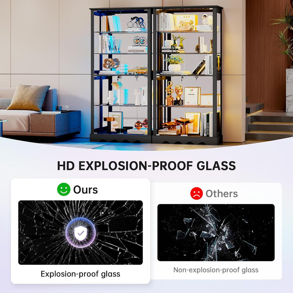 Black Tall RGB Sensor Glass Display Cabinet