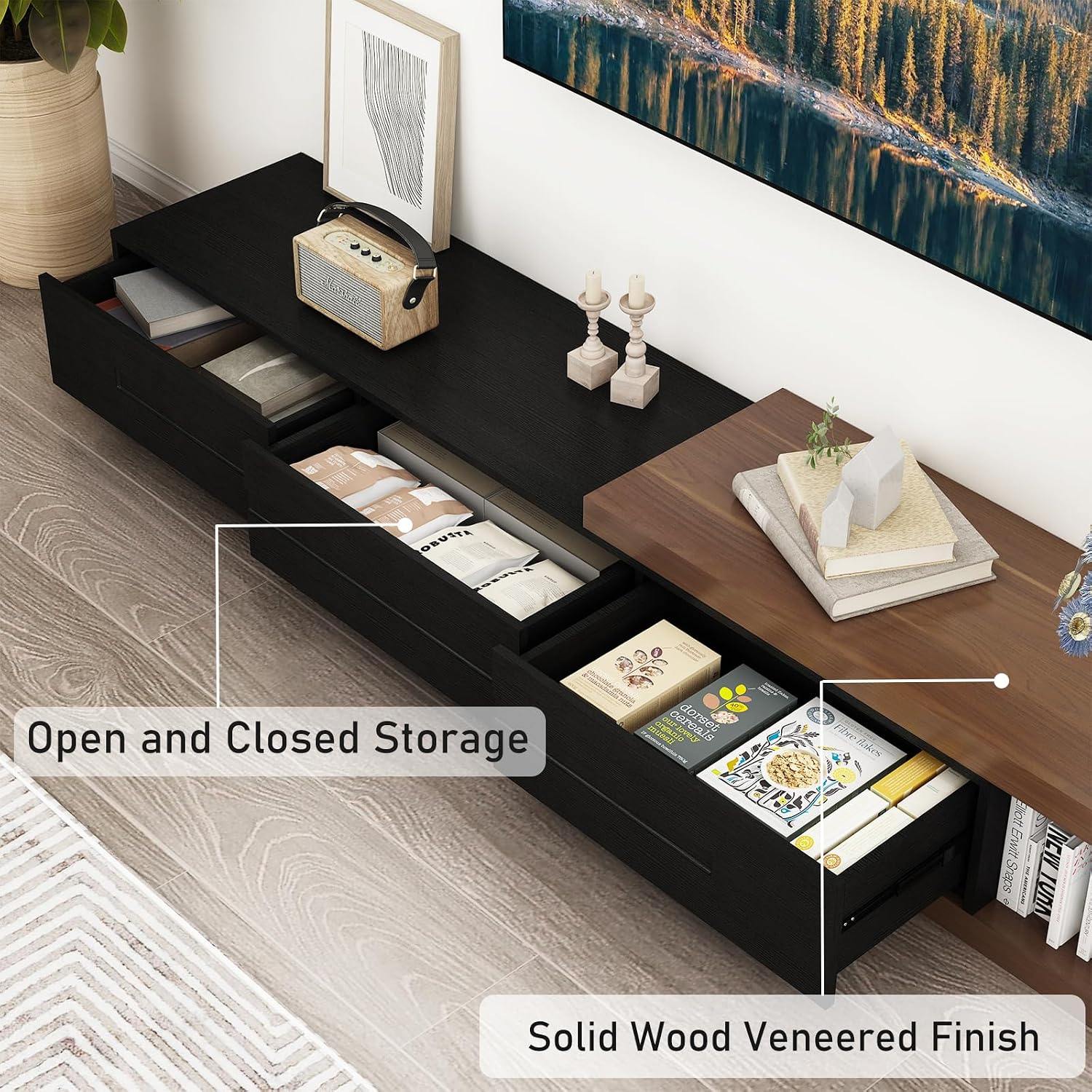 Extendable Wood Drawer TV Media Console