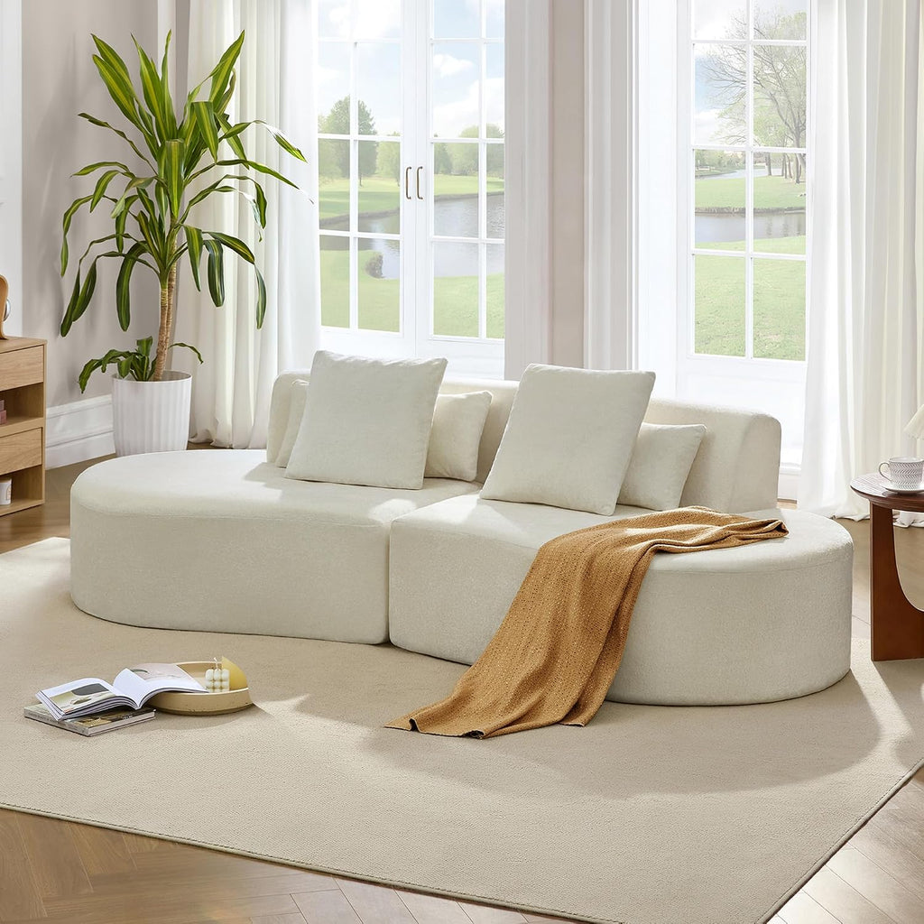 Cream Chenille Curved Cloud Modular Sectional Sofa