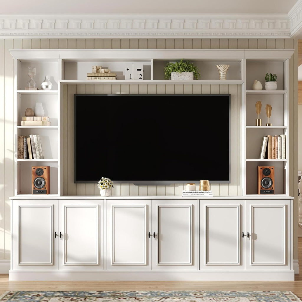White Rustic Wall Unit TV Entertainment Center