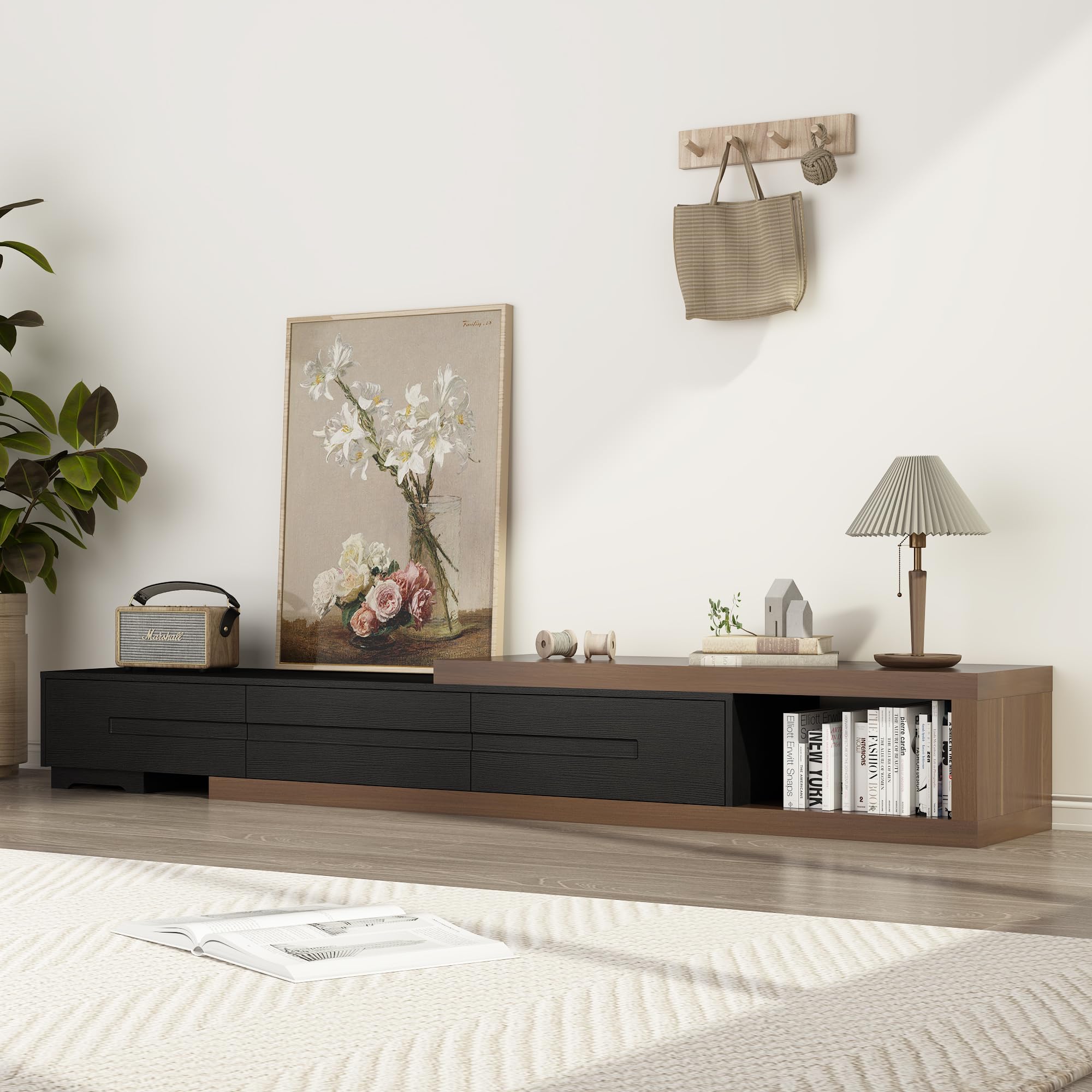 Extendable Wood Drawer TV Media Console