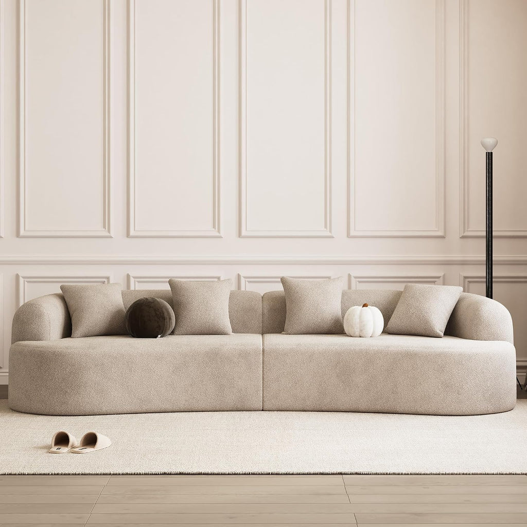 Light Brown Chenille Curved Cloud Modular Sofa