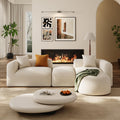 Cream Chenille Curved Cloud Sectional Sofa with Ottoman