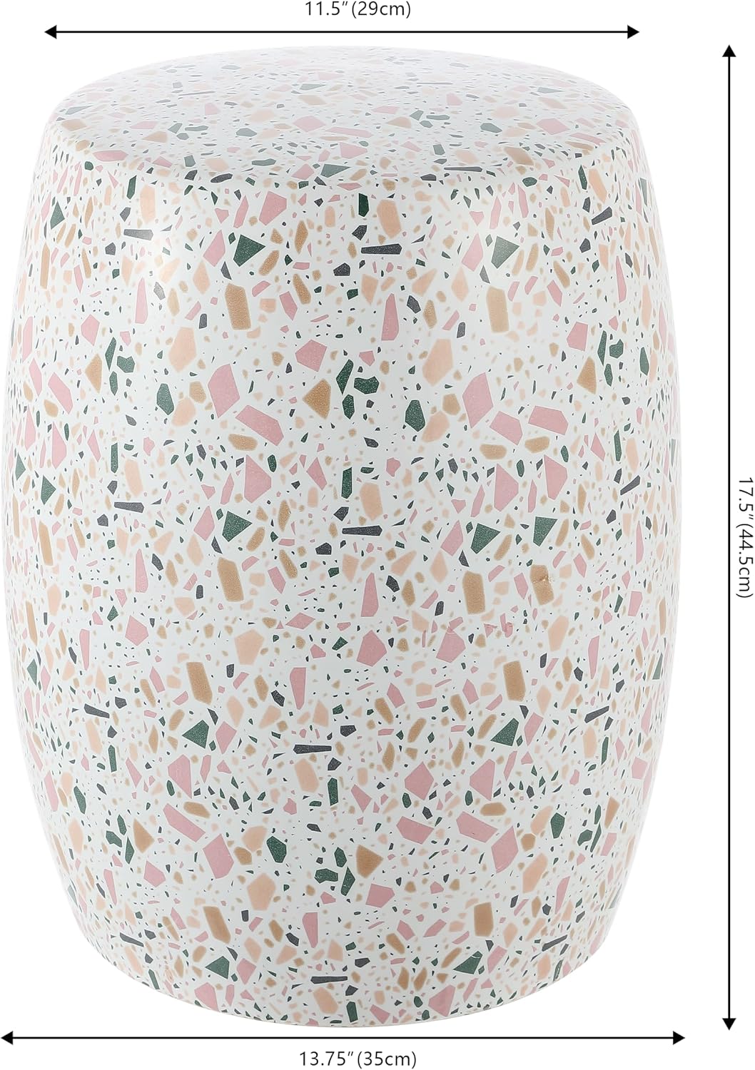 White Pink Terrazzo Ceramic Drum Stool