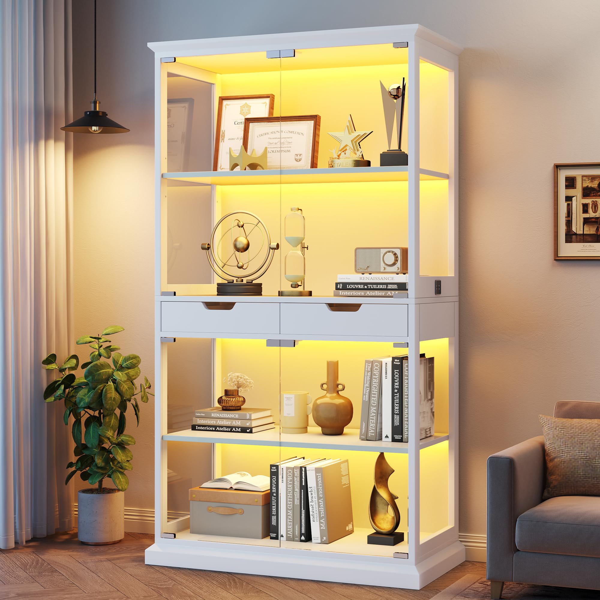 RGB Light Modern Glass Door Display Cabinet