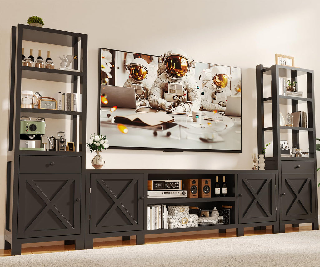 White Power Hub Wall Unit TV Entertainment Center