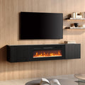 Floating Fireplace Fluted Door TV Console