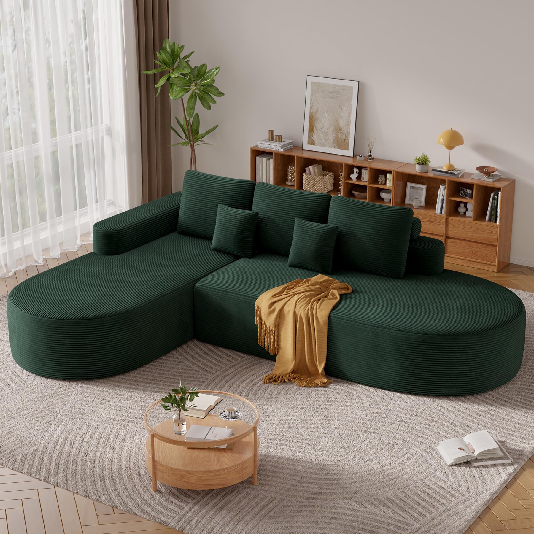 Beige Memory Foam Curved Cloud Modular Sofa