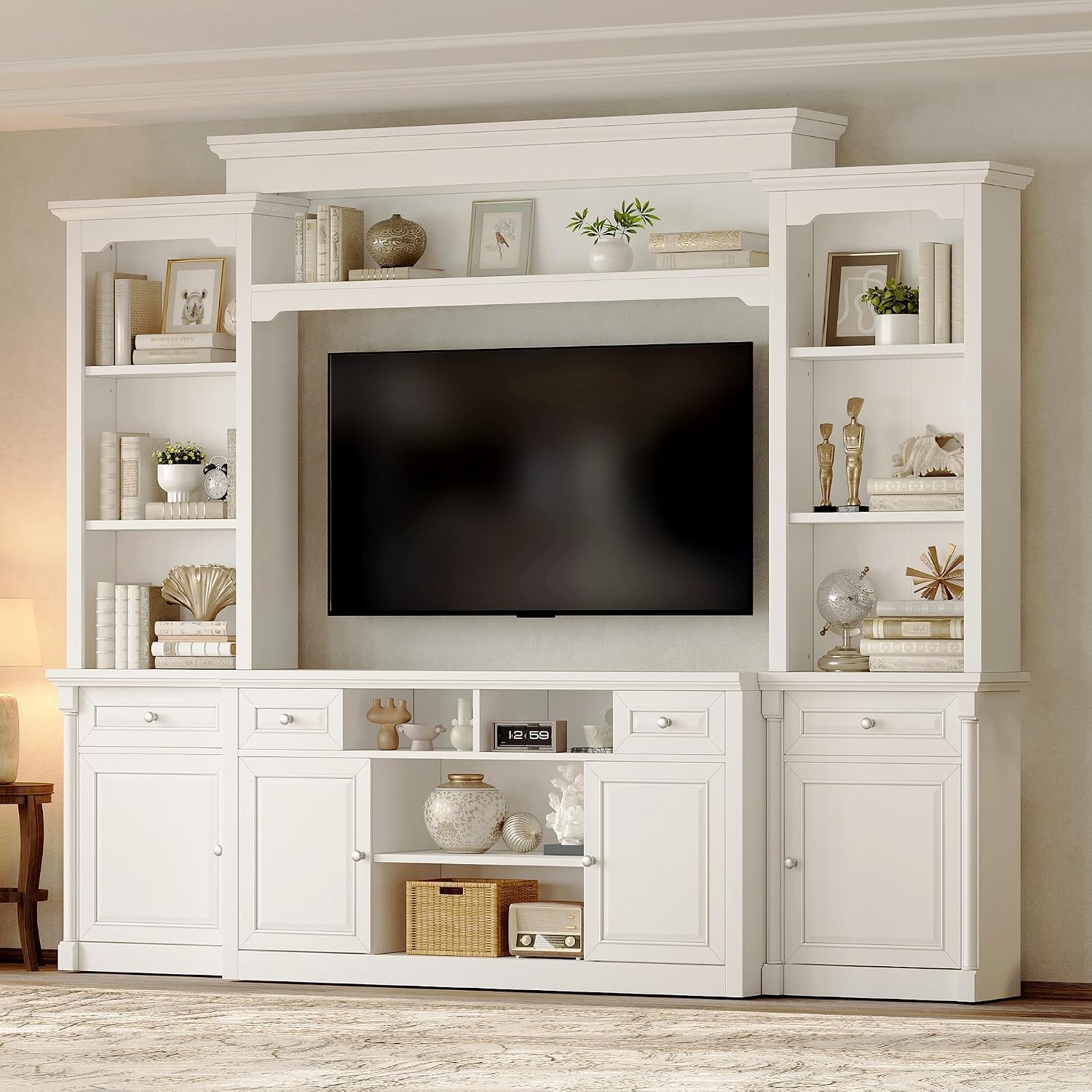 White Multi Storage Wall Unit TV Entertainment Center