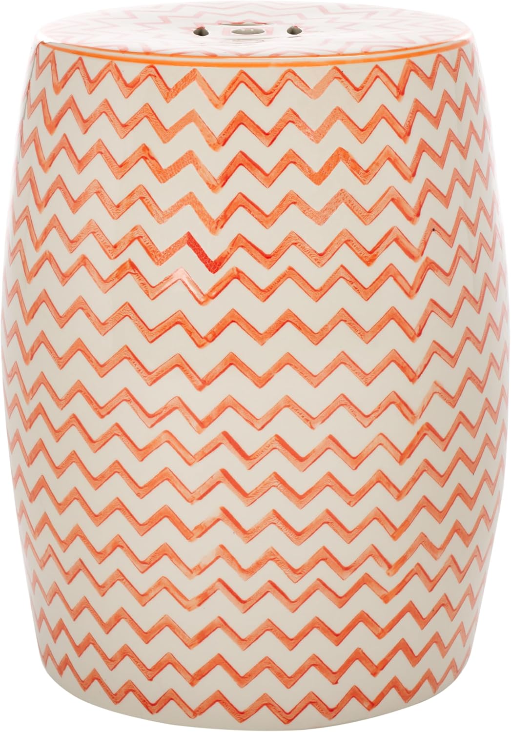 White Orange Chevron Ceramic Indoor Outdoor Stool