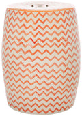 White Orange Chevron Ceramic Indoor Outdoor Stool