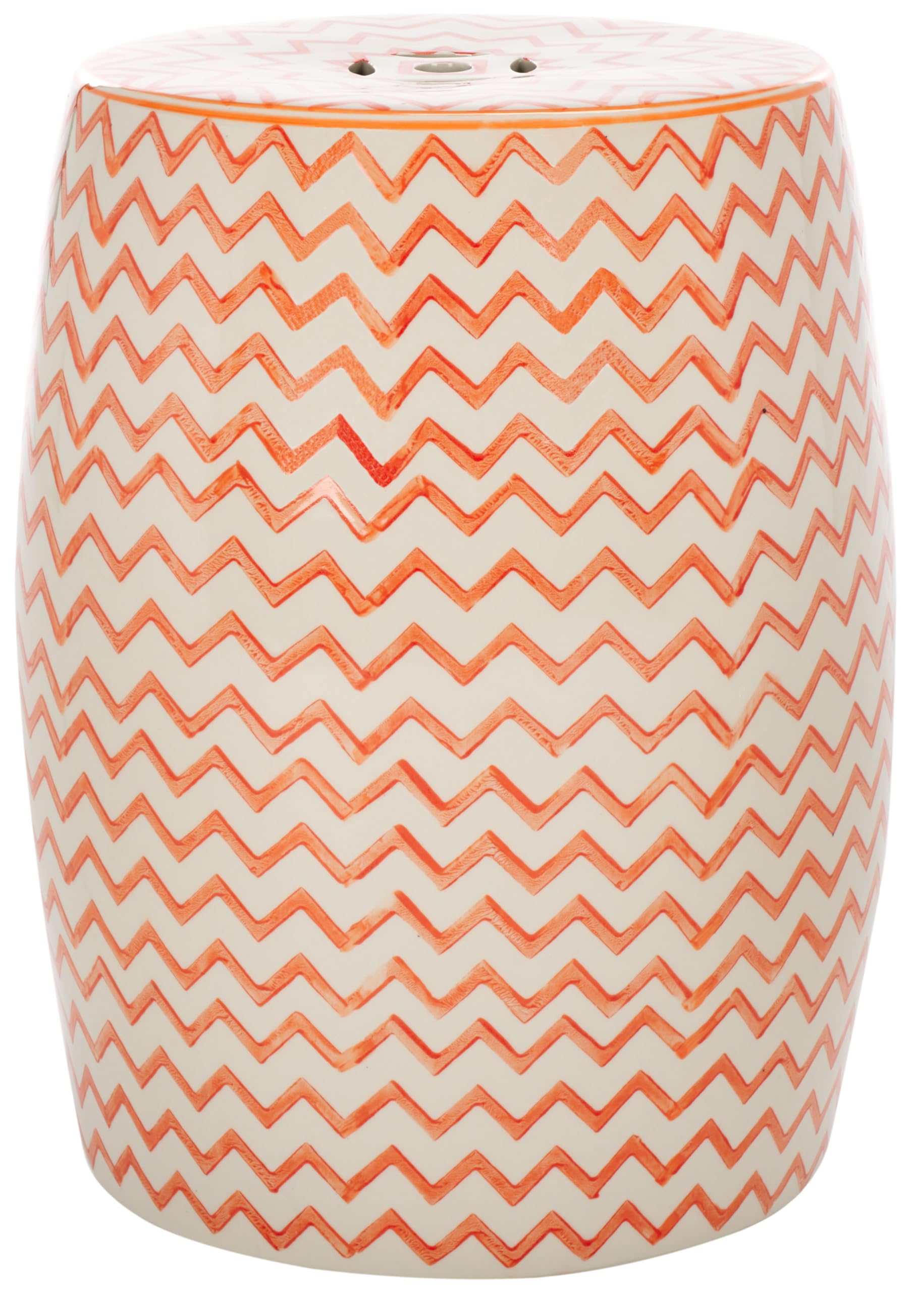 White Orange Chevron Ceramic Indoor Outdoor Stool